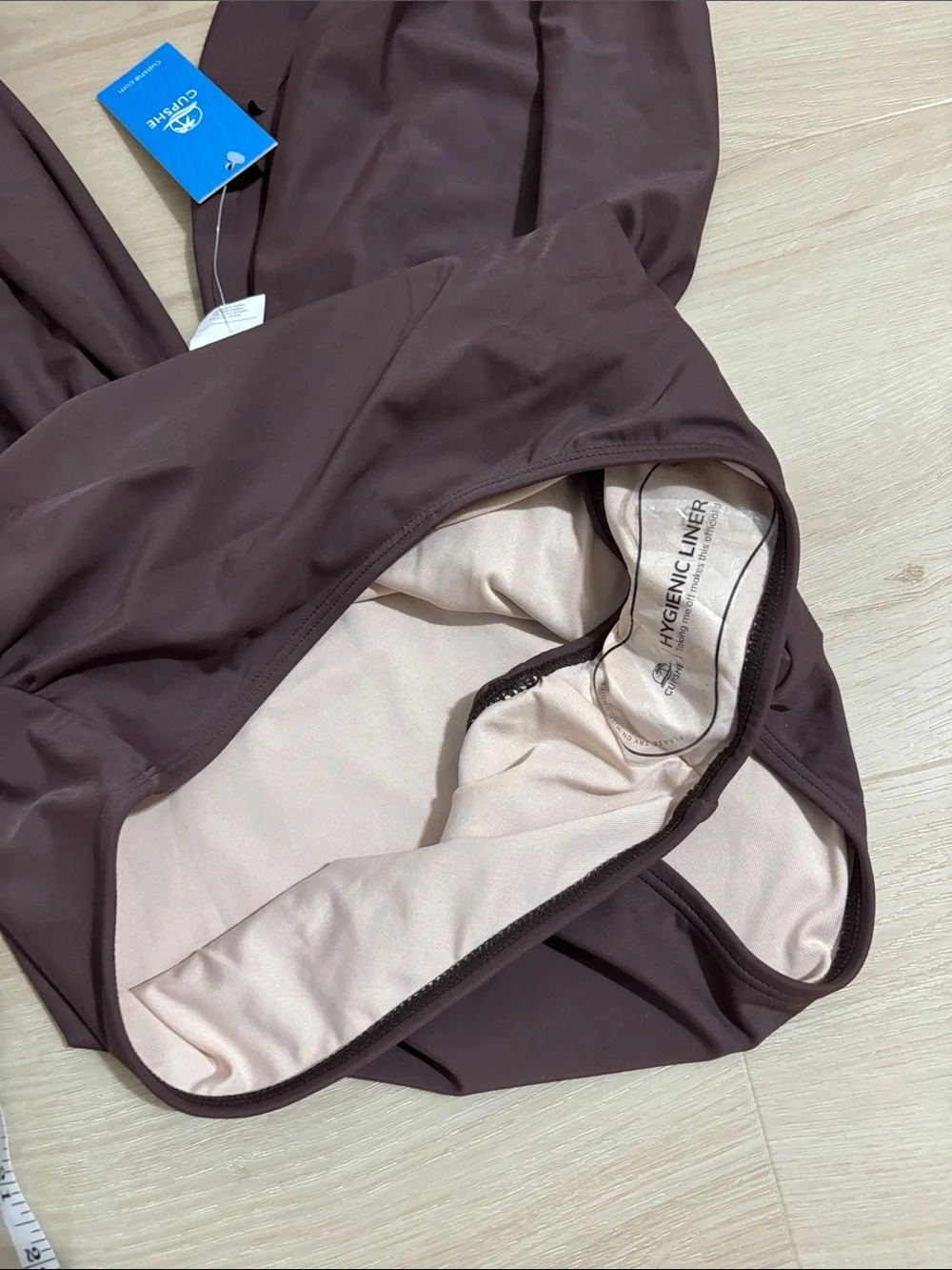Cupshe chocolate Brown Deep-V One-Piece Swimsuit medium beach pool extra cover